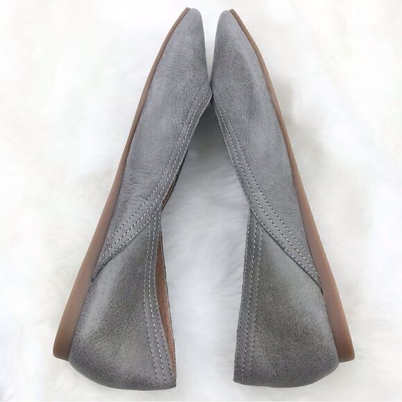 Lucky Brand ALBA Titanium Gray Leather Slip On Ballet Flats  New without Box - Picture 8 of 16